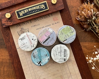 Vintage Collage Themed Washi Tape, Ledger and Postcard, Background Masking Tape for Junk Journal, Collage Journal, Scrapbook Decoration