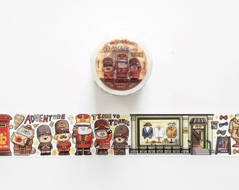 Travel UK Washi Tape, Meatball Travel Series Illustration Tape, United Kingdom, London Bridge, Planner Sticker, Traveler's Notebook