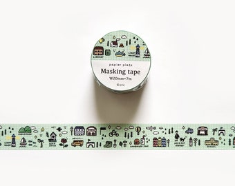 Eric x Papier Platz Washi Tape, Scenery, Town Library, Park, Daily Life Masking Tape for Journaling, Planner