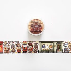 Travel UK Washi Tape, Meatball Travel Series Illustration Tape, Großbritannien, London Bridge, Planer Aufkleber, Traveler's Notebook