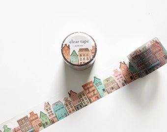 Midtown PET Tape, Mind Wave, Neighborhood House, City, Building Decorative Tape for Planner, Japanese PET Masking Tape