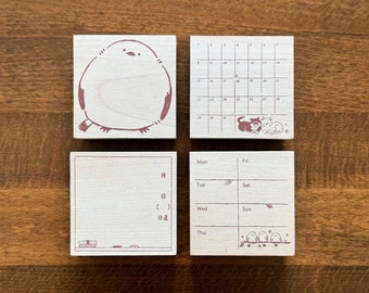 Animals Tracker Rubber Stamps, Beverly Stamp, Monthly, Weekly, Daily Journal Tracker Stamp for Journaling and Planner, Cat, Bird Memo Stamp