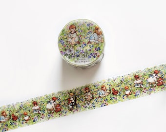 Krimgen Wild Flowers Washi Tape, Floral, Girls Illustration Washi Tape Roll, Japanese Masking Tape, Deco Tape