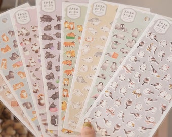 Mind Wave Tier Bohnen Sticker Blätter, Seehund, Vogel, Shiba Inu Aufkleber für Journal, Fuchs, Hase Planer Sticker, japanisches Briefpapier