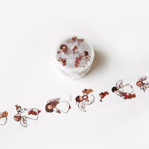Krimgen Angels Washi Tape, Vintage Meisjes Originele Illustratie Washi Roll, Masking Tape, Deco Tape voor Journal en Planner