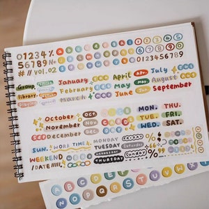 Cinta adhesiva PET con letras de burbujas, cinta adhesiva ilustrada de Orange Studio, calcomanías básicas con letras y frases para agendas y diarios, papelería kawaii