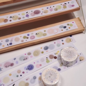 Wanle Studio Bubbles Washi Tape, Kalender Woche, Bunte Kreise Masking Tape, Einfache Pastell Blumen Aufkleber für Journal und Planer