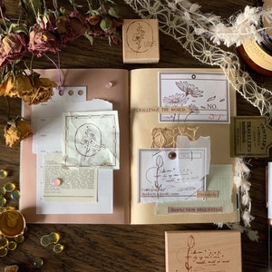 Zarte Blumen Stempel aus Holz, Stempel Blumen, Stempel für Kreativstempel, Stempel für Kreativjournal, Papiermodell