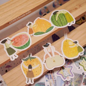 Wanle Studio One Big Fruit Memo Paper Set, carta per appunti fustellata con anguria, pesca, arancia e pera per diario d'arte, planner e album di ritagli