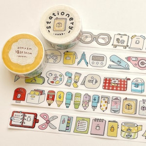 Schreibwaren Washi Tape, XXKK Studio Illustriertes Masking Tape, Stift, Schere, Büro- und Schulzubehör, Notizbuch, niedliche Planer Aufkleber