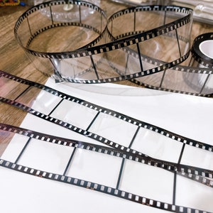 Monochromatyczna taśma filmowa PET przezroczysta, czarno-biała ramka, dekoracyjna miniaturowa ramka na zdjęcia, taśma dekoracyjna do planera, dziennika