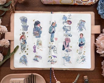 Fall Studies Washi and Clear Tape | Naonao Times Original Design Illustration Tape