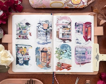 Winter Scenery Washi and Clear Tape | Naonao Times Original Design Illustration Tape