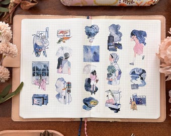 Thunderstorm Washi and Clear Tape | Naonao Times Original Design Illustration Tape