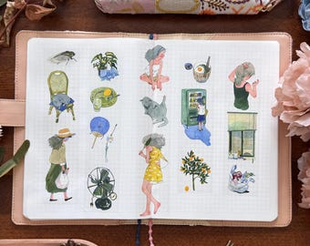Afternoon Washi and Clear Tape | Naonao Times Original Design Illustration Tape