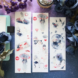 Innocence Washi and PET Tape, Kawaii Stationery, Girls Illustration Masking Tape, Kawaii Decorative Sticker Tape for Journal and Planner