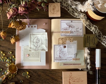 Delicate Flowers Wooden Stamps, Floral Rubber Stamps, Snail Mail Stamp, Lily, Tulip Stamp for creative journal, Paper Craft