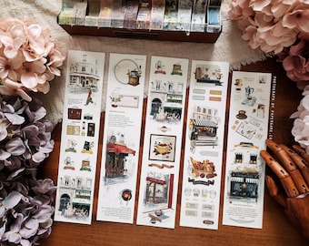 Coffee Date Washi Tape, Extra Wide Coffee Shop Illustration Washi Tape, Cafe, Building, Background Sticker Tape for Planner, Journal