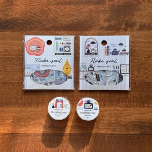 Eric x Papier Platz Stickerpakket briefpapier en washitape, ontwerpen 2024, goudfolie, schrijfgerei, inktpen, Japanse stickers