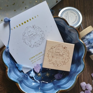 Rubberstempel Lepus Ursa Minor, Kumayankee origineel ontwerp konijn houten stempel voor journaling, sterrenbeeld konijn, kleine beer, sterren