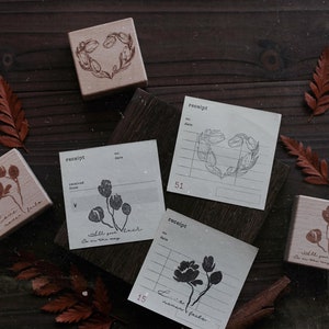 Floral Accent Rubber Stamps, Flower Silhouette Wooden Stamp, Decorative Stamp for Planner, Journal, and Scrapbook
