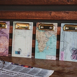 Mini clipboard acrilico in stile vintage e set di blocco note, carta per appunti a tema vintage, diario e pianificatore spazzatura con foto prop, Ephemera