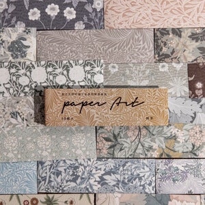 Paper Art Washi Sticker Paper Pad, Carta di sfondo rettangolare decorativa, Motivo floreale vintage, Adesivo di carta macchiato di caffè