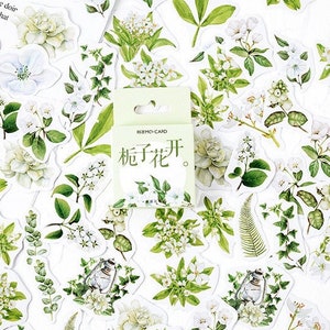 Gardenia Flowers Stickers Pack, House Plant Stickers, Terrarium Sticker Flakes Box Set, creative journal Planner Sticker Pack