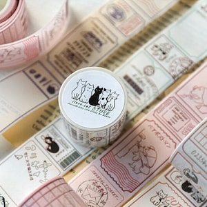 Animals Zakka Store Washi Tape Roll, Entradas surtidas Washi Roll, Tienda de animales, Cat Cafe, Polar Bear Library, Sushi Shop, Oficina de correos