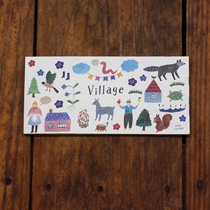 Bloc de notas Village Ippitsusen, Cozyca, Aiko Fukawa Nature Illustration Bloc de notas, Papel de papelería japonés para cartas y diario