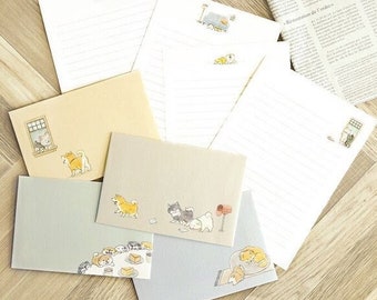 Shiba Inu Letter Paper and Envelope Set, Puppy Dog, Japanese Stationery Paper for Writing, Journaling and Crafting