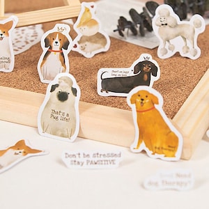 Dog Days Box Stickers Set, Pug, Husky, Beagle, Golden Retriever Stickers Pack, Planner Sticker Pack, Sticker Flakes for Planner and Journal