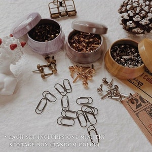Mini Brads und Büroklammern, Vintage Gold, Silber, Bronzefarbene Papier Verschlüsse, Junk Journal und Planer Dekoration, Schreibwaren