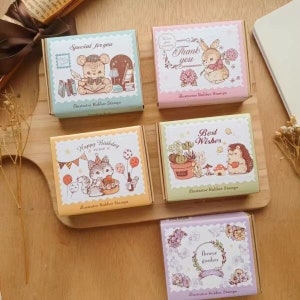 Kleine Tiere Box Set, Micia x Illustrator Stempel, Katze, Food Tracker, Hase, Igel Stempel für Planer, Journal, Kartenherstellung