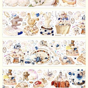 Tape Sample, Teddy's Sweet Castle Washi Sample, Teddy Bear, Candy, Sweets, Teacup, Castle Themed Decorative Sticker Tape
