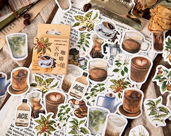 Coffee Stickers Set, Cafe Drinks Stickers Pack, Latte, Cappuccino, Tea creative journal Sticker Pack, Planner Sticker Flakes
