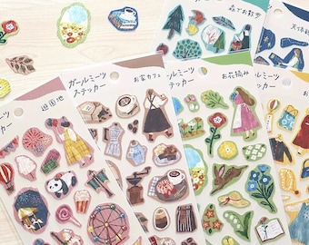 Mind Wave Girls Daily Life Series Sticker Sheet, Home Cafe, Hiking Planner Sticker, Shopping, Amusement Park, Japanese Stationery