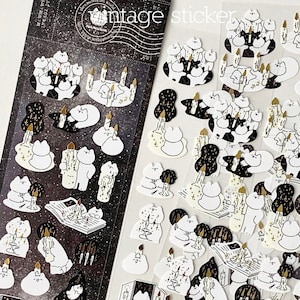 Cats and Candle Stickers Sheet, Gold Foil Stickers, Mewmewbeam Kiss-Cut Sticker Sheet, Planner and Journal Sticker