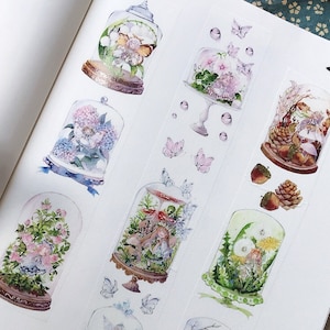 Fairy Flessen Washi Tape, Fairy, Crystal, Meisjes Illustratie Washi Tape Roll, Bloemen, Natuur, Planten Masking Tape, Deco Tape