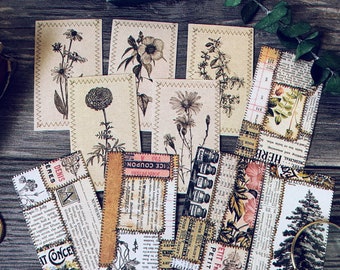 Plants Themed Journaling Cards, Vintage Flower and Plants Illustrations, Botanical Garden, Floral, Junk Journal Paper Ephemera