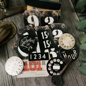 Nummerplaten Papier Die-Cuts, Vintage Journal, Vintage Telefoon, Ephemera, Junk Journaling Kit, Planner, Scrapbook, Steampunk