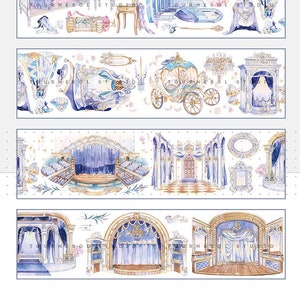 Tape Sample, Waltz Through the Milky Way Masking Tape voor creatief tijdschrift en Planner, Opera Building, Extra Wide Decorative Sticker Tape