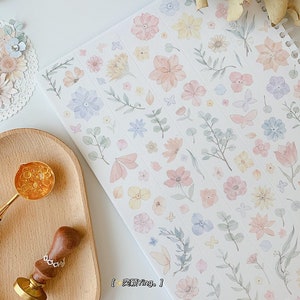 Een bloem voor u Washi en clear tape, pastel aquarel illustratie maskeren tape, viooltje, pioenroos, lotus, hortensia tape voor journal