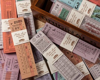 Assorted Vintage Tickets Paper Pad B, Vintage Bus Transit Tickets Replication, Junk Journal Material, Ephemera