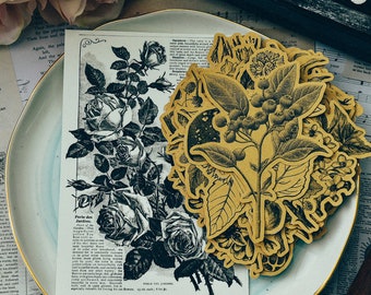 45 PCS Vintage Botanical Illustration Pack, Kraft Paper Flowers Sticker Sack, Planner, Scrapbooking, Plants, Garden, Ephemera