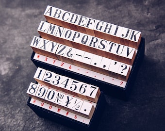 Letters and Numbers Wooden Stamps Set, Kodomo No Kao, Alphabet Rubber Stamps for Journaling and Crafting