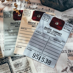 3PCS Train Ticket Stubs, Vintage Transit Tags, Ephemera, Scrapbooking, Junk Journal Sticker Set, Vintage Journal