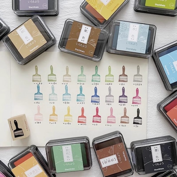 Almohadilla de tinta Shachihata Iromoyo (serie B), tinta de estampado de colores surtidos para álbumes de recortes, diarios, planificadores y fabricación de tarjetas, almohadilla de tinta a base de aceite