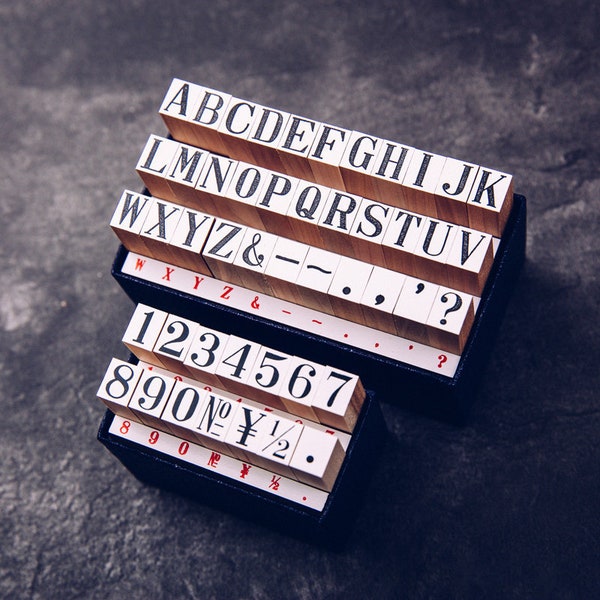 Letters and Numbers Wooden Stamps Set, Kodomo No Kao, Alphabet Rubber Stamps for Journaling and Crafting