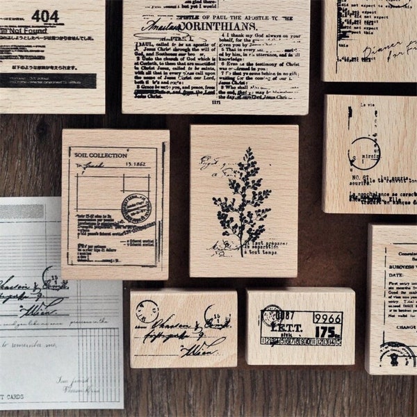 Vintage Embellishments Rubber Stamps, Old Postcard, Poem, Background Stamp for Junk Journal, Paper Collage
